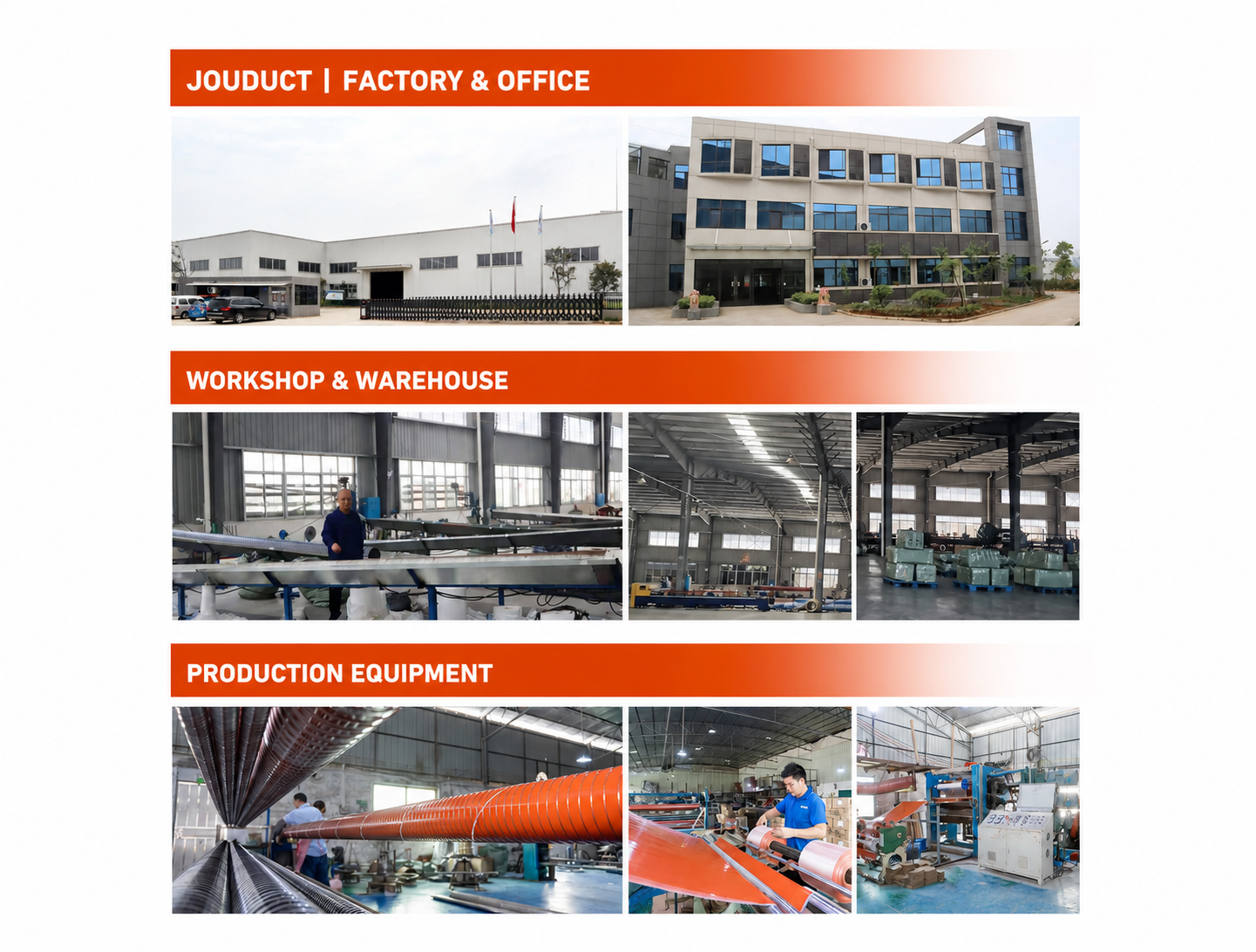 Jouduct factory, workshop, warehouse and flexible duct production equipment